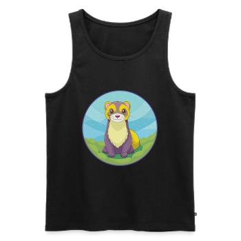 Frettchen Niedlich Kawaii Cartoon Clipart Tier Haustier - Männer Premium Bio Tank Top - Schwarz - Vorne - Michal (187cm)