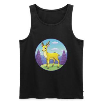 Deer Cute Kawaii Cartoon Clipart Animal Pet - Men's Premium Organic Tank Top - black - Front - Michal (187cm)