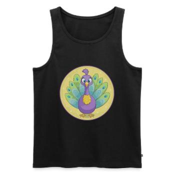 Peacock Cute Kawaii Cartoon Clipart Animal Pet - Men's Premium Organic Tank Top - black - Front - AI Model Male 178 light (178cm)