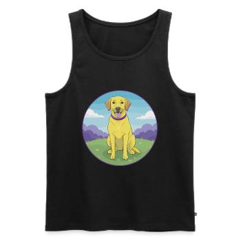 Labrador retriever chien mignon Kawaii dessin animé Animal - Débardeur bio Premium Homme - noir - Devant - Michal (187cm)