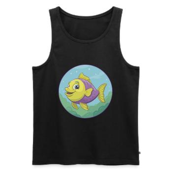 Poisson Mignon Kawaii Dessin animé Clipart Animal de compagnie - Débardeur bio Premium Homme - noir - Devant - AI Model Male 178 light (178cm)