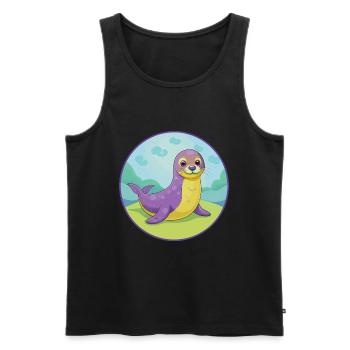 Siegel Niedliche Kawaii Cartoon Clipart Tier Haustier - Männer Premium Bio Tank Top - Schwarz - Vorne - Michal (187cm)