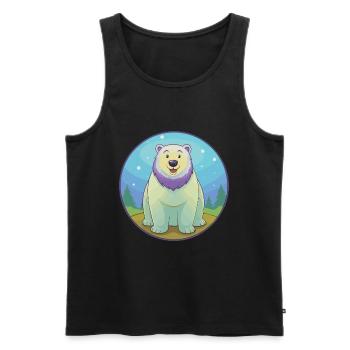 ours polaire mignon kawaii dessin animé clipart animal de compagnie - Débardeur bio Premium Homme - noir - Devant - Michal (187cm)