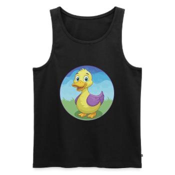 canard mignon kawaii dessin animé clipart animal de compagnie - Débardeur bio Premium Homme - noir - Devant - AI Model Male 178 light (178cm)