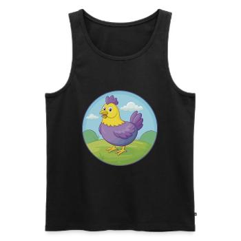Poule mignon Kawaii dessin animé Clipart Animal de compagnie - Débardeur bio Premium Homme - noir - Devant - Michal (187cm)