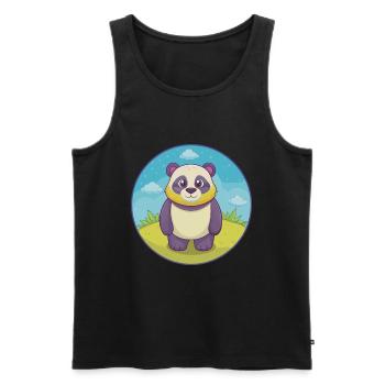 Panda Niedlich Kawaii Cartoon Clipart Tier Haustier - Männer Premium Bio Tank Top - Schwarz - Vorne - Michal (187cm)