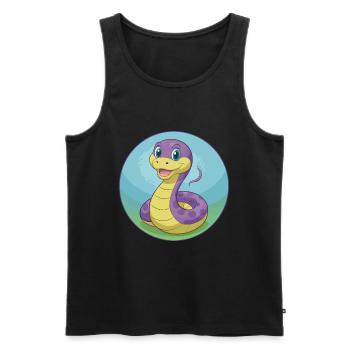 Serpent Mignon Kawaii Dessin animé Clipart Animal Animal de compagnie - Débardeur bio Premium Homme - noir - Devant - Michal (187cm)