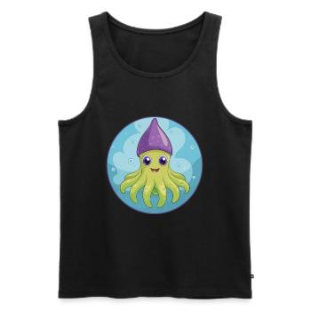 calmar mignon kawaii dessin animé clipart animal de compagnie - Débardeur bio Premium Homme - noir - Devant - Michal (187cm)
