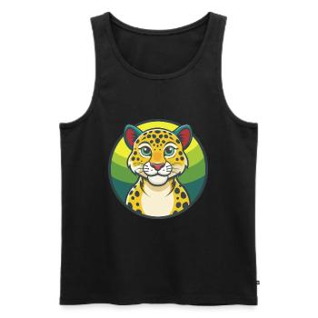 Amur Leopard Cute Kawaii Cartoon Clipart Animal - Men's Premium Organic Tank Top - black - Front - AI Model Male 178 light (178cm)