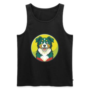Australian Shepherd Dog Cute Kawaii Cartoon Animal - Men's Premium Organic Tank Top - black - Front - Michal (187cm)
