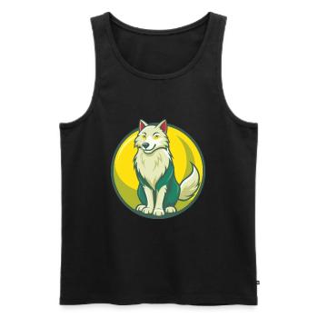 Arctic Wolf Cute Kawaii Cartoon Clipart Pet Animal - Men's Premium Organic Tank Top - black - Front - AI Model Male 178 light (178cm)