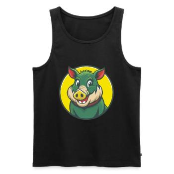 Sanglier Mignon Kawaii Dessin animé Clipart Animal de compagnie - Débardeur bio Premium Homme - noir - Devant - Michal (187cm)