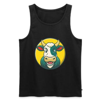 vache mignon kawaii dessin animé clipart animal de compagnie - Débardeur bio Premium Homme - noir - Devant - Michal (187cm)