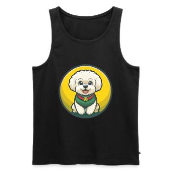 Bichon frisé chien mignon drôle Kawaii dessin animé Animal - Débardeur bio Premium Homme - noir - Devant - Michal (187cm)