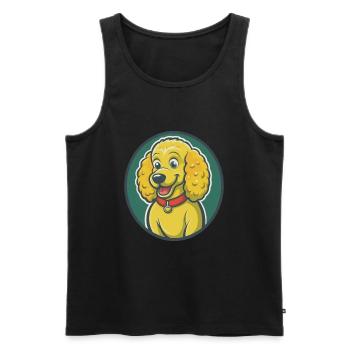 Pudel Hund Niedlich Kawaii Cartoon Clipart Haustier Tier - Männer Premium Bio Tank Top - Schwarz - Vorne - Michal (187cm)