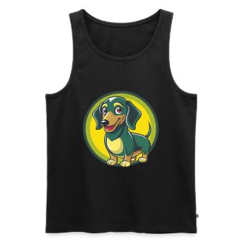 Dackel Hund Niedlich Kawaii Cartoon Clipart Tier - Männer Premium Bio Tank Top - Schwarz - Vorne - Michal (187cm)