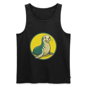 Siegel Niedliche Kawaii Cartoon Clipart Haustier Tier - Männer Premium Bio Tank Top - Schwarz - Vorne - Michal (187cm)