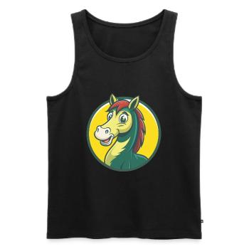 cheval mignon kawaii dessin animé clipart animal de compagnie - Débardeur bio Premium Homme - noir - Devant - AI Model Male 178 light (178cm)