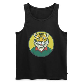 tigre mignon kawaii dessin animé clipart animal de compagnie - Débardeur bio Premium Homme - noir - Devant - Michal (187cm)