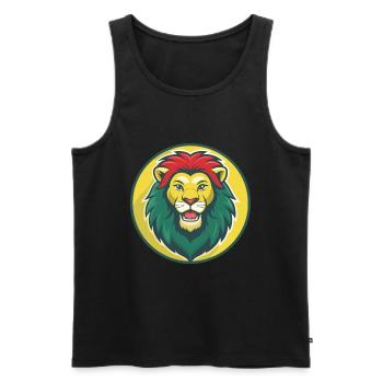 Lion mignon Kawaii dessin animé Clipart Animal de compagnie - Débardeur bio Premium Homme - noir - Devant - Michal (187cm)