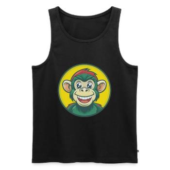 Monkey Cute Kawaii Cartoon Clipart Pet Animal - Men's Premium Organic Tank Top - black - Front - AI Model Male 178 light (178cm)