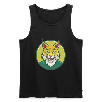 Luchs Niedliche Kawaii Cartoon Clipart Haustier Tier - Männer Premium Bio Tank Top - Schwarz - Vorne - Michal (187cm)