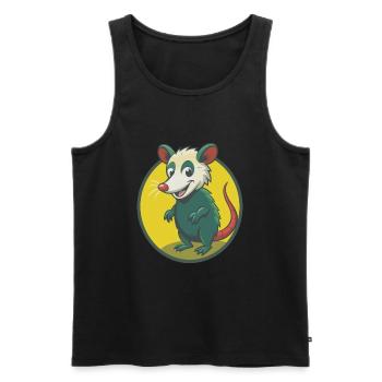 Opossum Mignon Kawaii Dessin animé Clipart Animal de compagnie - Débardeur bio Premium Homme - noir - Devant - Michal (187cm)