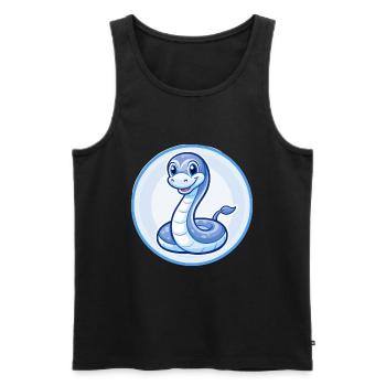 Anaconda Blue Kawaii Cartoon Character Clipart Pet - Men's Premium Organic Tank Top - black - Front - AI Model Male 178 light (178cm)