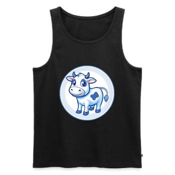 Vache Bleu Mignon Kawaii Dessin Animé Personnage Clipart Animal de compagnie - Débardeur bio Premium Homme - noir - Devant - Michal (187cm)