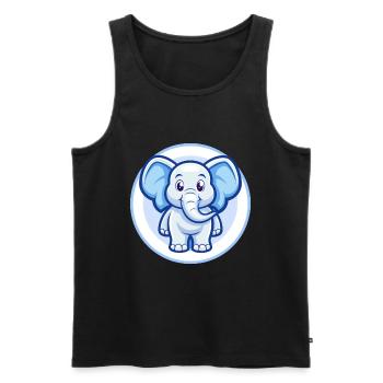 Elephant Blue Kawaii Cartoon Character Clipart Pet - Men's Premium Organic Tank Top - black - Front - AI Model Male 178 light (178cm)