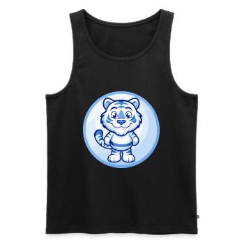 Tiger Blau Kawaii Cartoon Figur Clipart Haustier - Männer Premium Bio Tank Top - Schwarz - Vorne - AI Model Male 178 light (178cm)