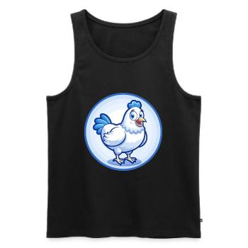 Poule Bleu Mignon Kawaii Dessin Animé Personnage Clipart Animal de compagnie - Débardeur bio Premium Homme - noir - Devant - Michal (187cm)
