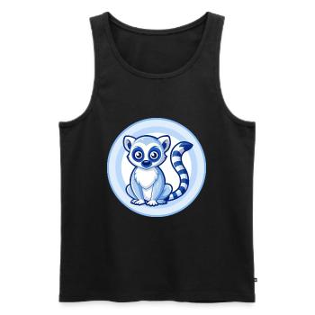 Lemur Blue Kawaii Cartoon Character Clipart Pet - Men's Premium Organic Tank Top - black - Front - Michal (187cm)