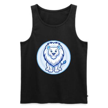 Lion Bleu Kawaii Dessin Animé Personnage Clipart Animal de compagnie - Débardeur bio Premium Homme - noir - Devant - Michal (187cm)