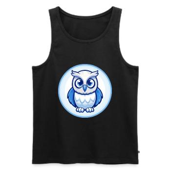 Eule Blau Niedlich Kawaii Cartoon Figur Clipart Haustier - Männer Premium Bio Tank Top - Schwarz - Vorne - Michal (187cm)