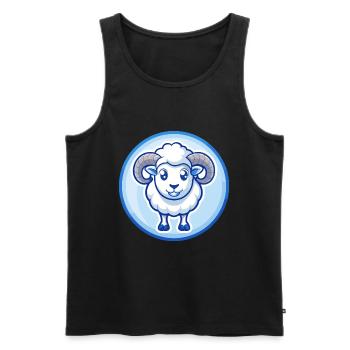 Ram Blau Niedlich Kawaii Cartoon Figur Clipart Haustier - Männer Premium Bio Tank Top - Schwarz - Vorne - Michal (187cm)