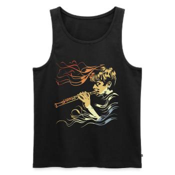 Flûte Garçon Dessin Vintage - Débardeur bio Premium Homme - noir - Devant - Michal (187cm)