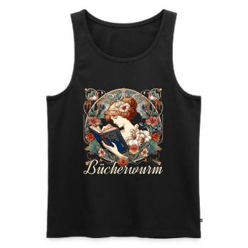 Bücherwurm Frau Lesen Schmökern Geschenk - Männer Premium Bio Tank Top - Schwarz - Vorne - Michal (187cm)