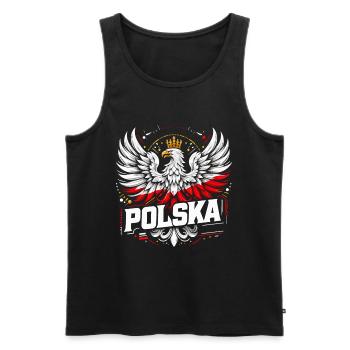 Polen Polska polnisch rot weiß Adler Krone Geschen - Männer Premium Bio Tank Top - Schwarz - Vorne - AI Model Male 178 light (178cm)