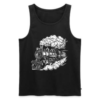 Steam Locomotive Graphics - Men's Premium Organic Tank Top - black - Front - AI Model Male 178 light (178cm)