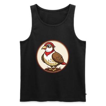 perdrix coloré kawaii personnage de dessin animé animal de compagnie - Débardeur bio Premium Homme - noir - Devant - Michal (187cm)