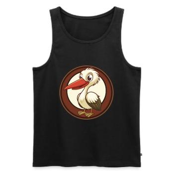 Cigogne coloré Kawaii dessin animé Personnage Clipart - Débardeur bio Premium Homme - noir - Devant - Michal (187cm)