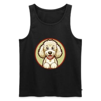 Pudel Hund Bunt Kawaii Cartoon Figur Haustier - Männer Premium Bio Tank Top - Schwarz - Vorne - Michal (187cm)