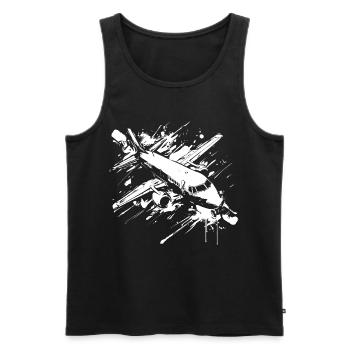 Flugzeug Streetart - Männer Premium Bio Tank Top - Schwarz - Vorne - Michal (187cm)