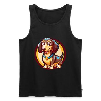 Dackel Hund Lustig Kawaii Cartoon Clipart Tier - Männer Premium Bio Tank Top - Schwarz - Vorne - Michal (187cm)