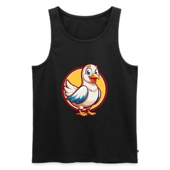 Colombe mignon drôle Kawaii dessin animé Clipart animal de compagnie - Débardeur bio Premium Homme - noir - Devant - Michal (187cm)