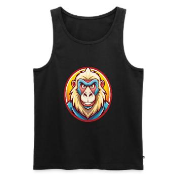 Babouin Drôle Kawaii Dessin animé Clipart Animal de compagnie - Débardeur bio Premium Homme - noir - Devant - Michal (187cm)