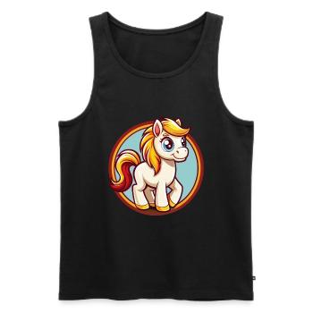 Pony Cute Funny Kawaii Cartoon Clipart Animal Pet - Men's Premium Organic Tank Top - black - Front - Michal (187cm)