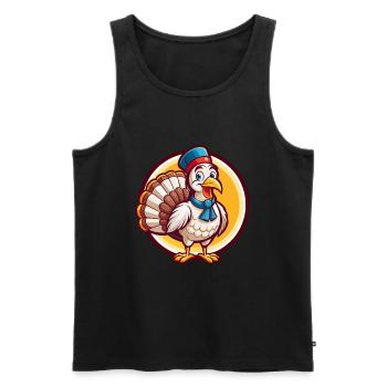 Turquie Drôle Kawaii Dessin animé Clipart Animal de compagnie - Débardeur bio Premium Homme - noir - Devant - Michal (187cm)