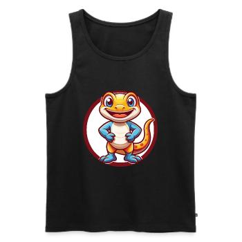 Salamandre Drôle Kawaii Dessin animé Clipart Animal Animal de compagnie - Débardeur bio Premium Homme - noir - Devant - Michal (187cm)